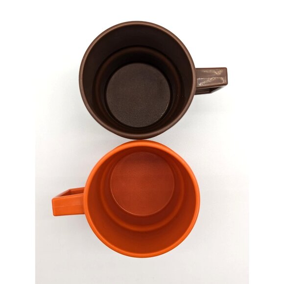 Vintage 1980's Tupperware Stackable Harvest Orange and Brown 2pc Cup Set - Picture 4 of 5